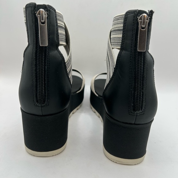 NEW Sorel Cameron Flatform Ankle Strap Platform Wedge Sandals Leather Black 8.5 - Picture 6 of 12